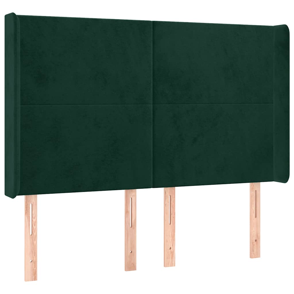 vidaXL Łóżko kontynentalne z materacem i LED zielony aksamit 140x190cm