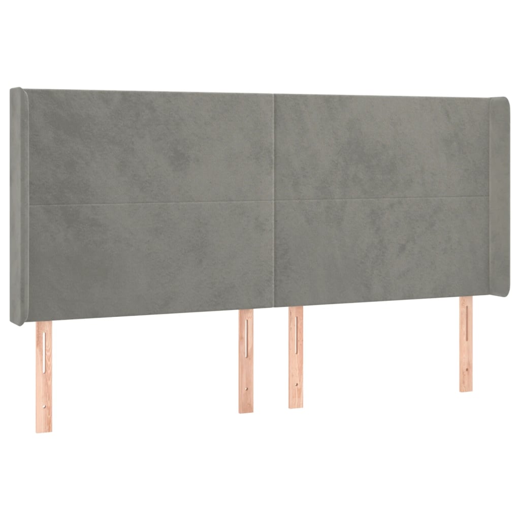 vidaXL Łóżko kontynentalne z materacem i LED, szare 160x200cm, aksamit