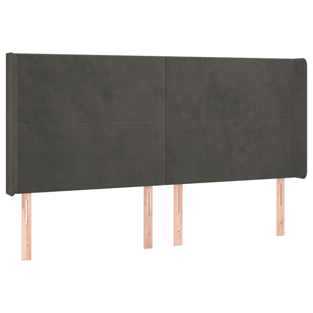 vidaXL Łóżko kontynentalne z materacem i LED, szary aksamit, 160x200cm