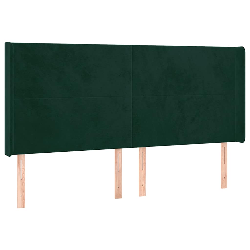 vidaXL Łóżko kontynentalne z materacem i LED zielony aksamit 160x200cm