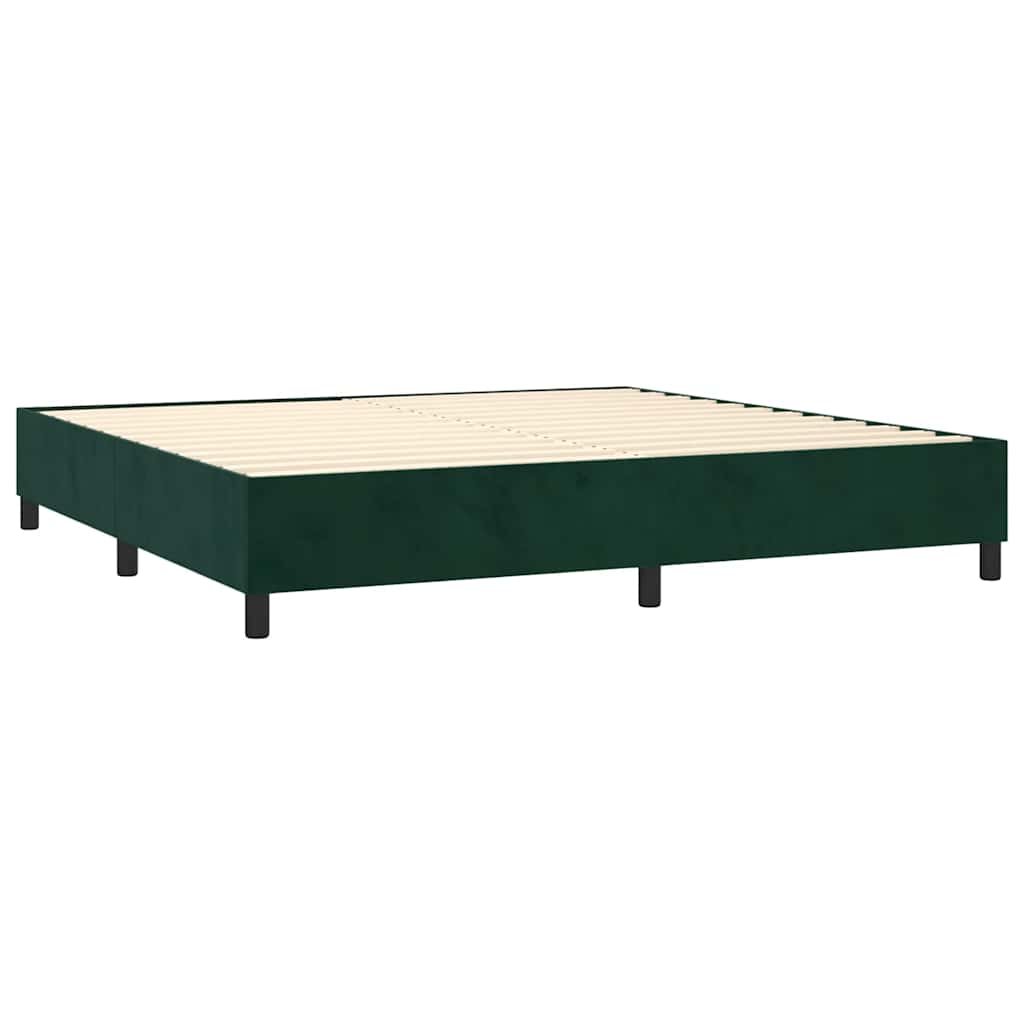 vidaXL Łóżko kontynentalne z materacem i LED zielony aksamit 200x200cm