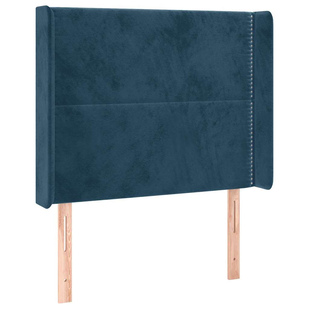 vidaXL Łóżko kontynentalne, materac i LED, niebieski aksamit 100x200cm