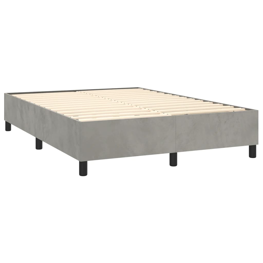 vidaXL Łóżko kontynentalne z materacem i LED, szare 140x200cm, aksamit