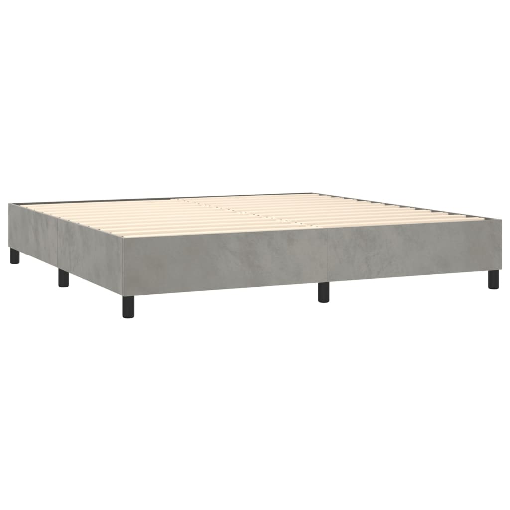 vidaXL Łóżko kontynentalne z materacem i LED, szare 200x200cm, aksamit