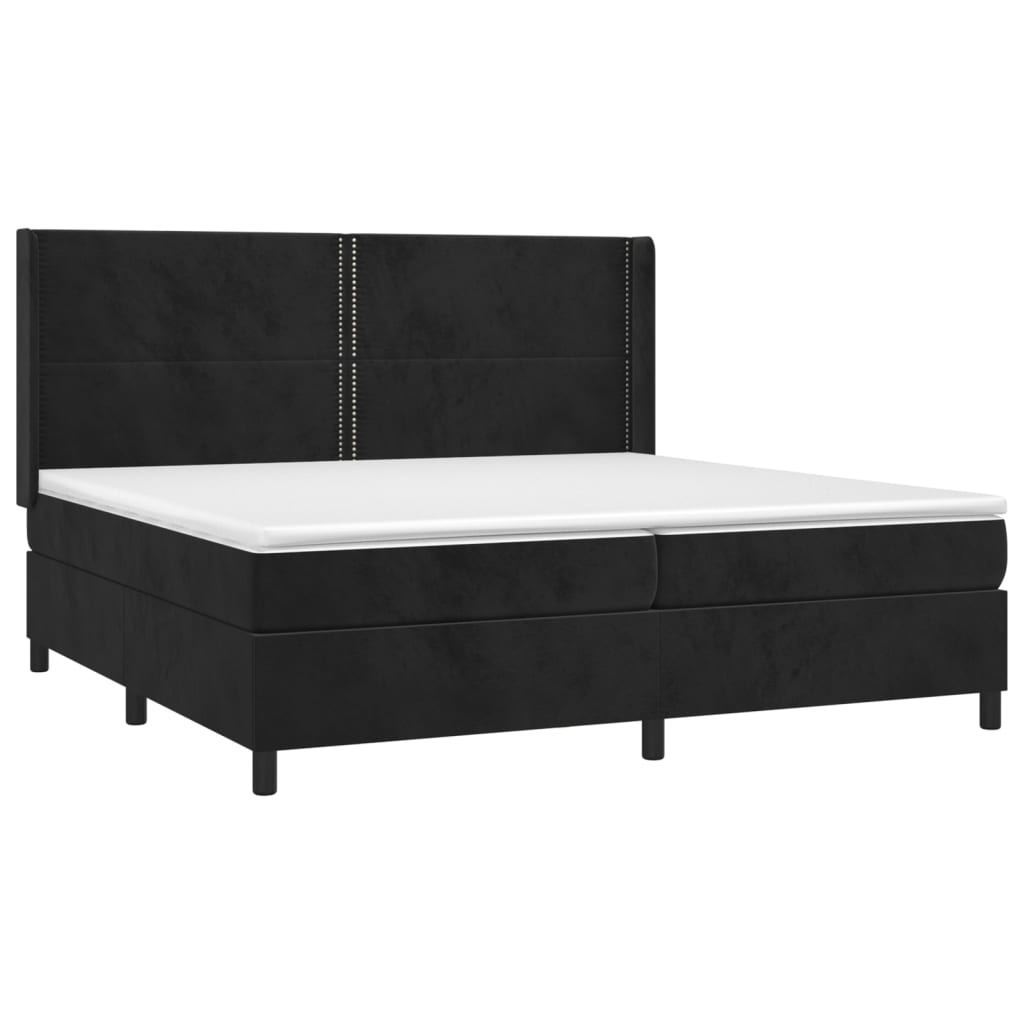 vidaXL Łóżko kontynentalne z materacem i LED, czarny aksamit 200x200cm