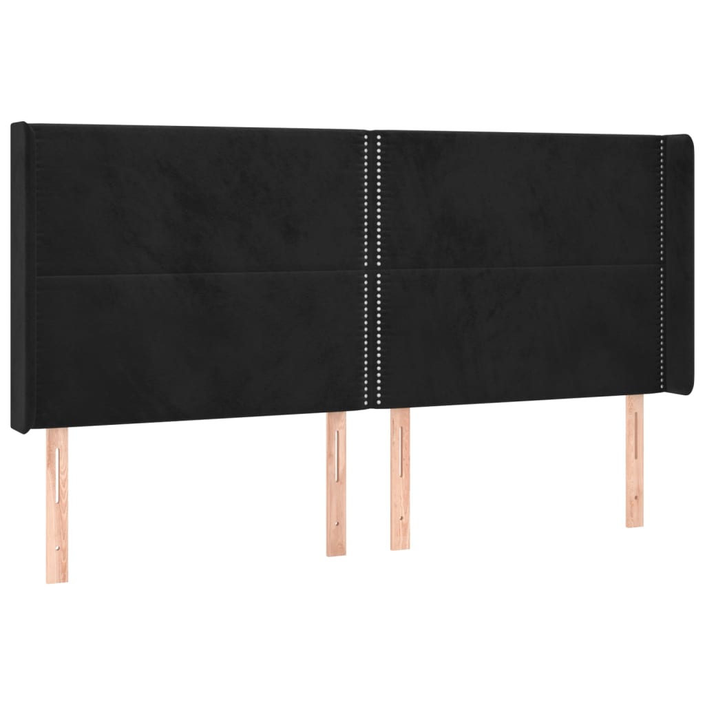 vidaXL Łóżko kontynentalne z materacem i LED, czarny aksamit 200x200cm