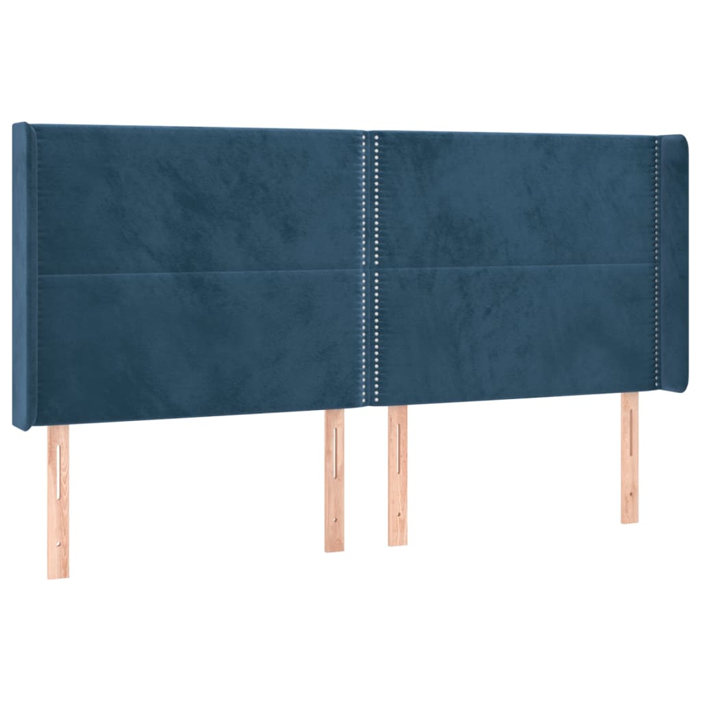 vidaXL Łóżko kontynentalne, materac i LED, niebieski aksamit 200x200cm