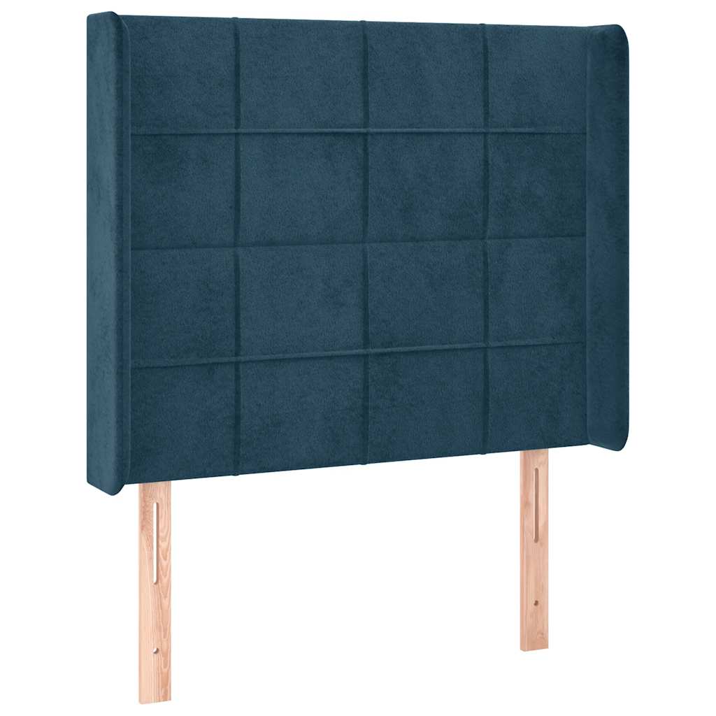 vidaXL Łóżko kontynentalne, materac i LED, niebieski aksamit 80x200 cm