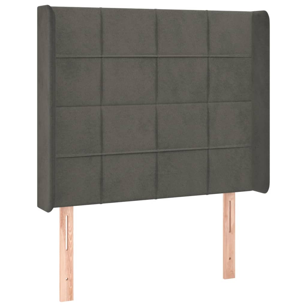 vidaXL Łóżko kontynentalne z materacem i LED, szary aksamit, 90x190 cm