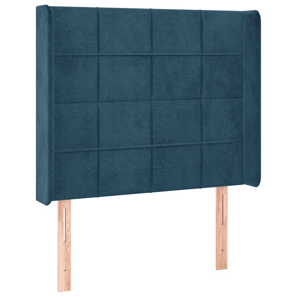 vidaXL Łóżko kontynentalne, materac i LED, niebieski aksamit 90x190 cm