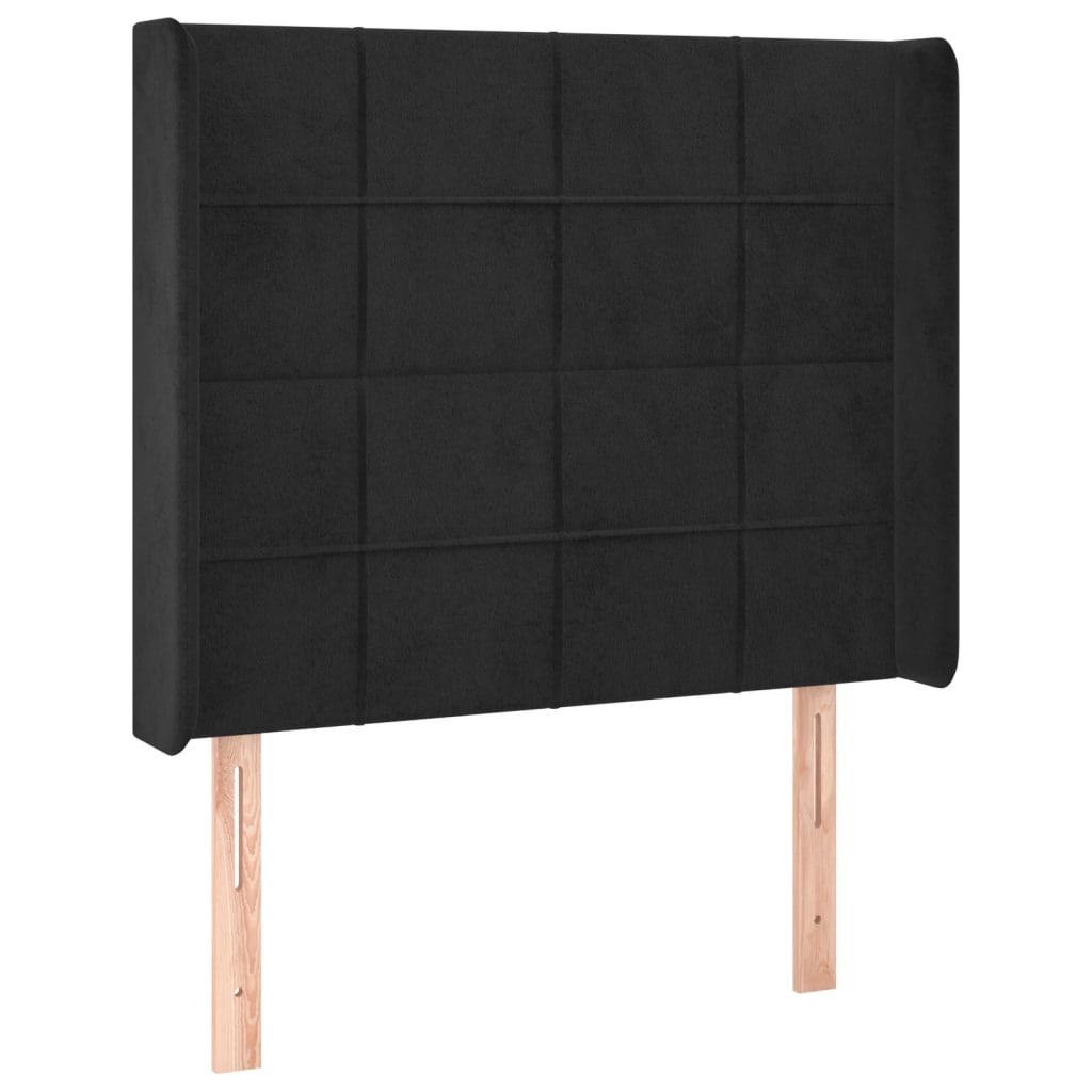 vidaXL Łóżko kontynentalne z materacem i LED, czarny aksamit 90x200 cm