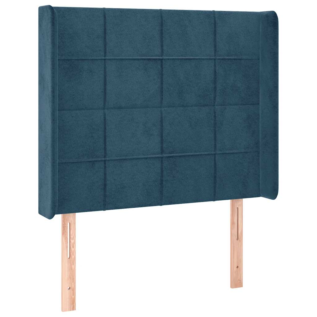 vidaXL Łóżko kontynentalne, materac i LED, niebieski aksamit 90x200 cm