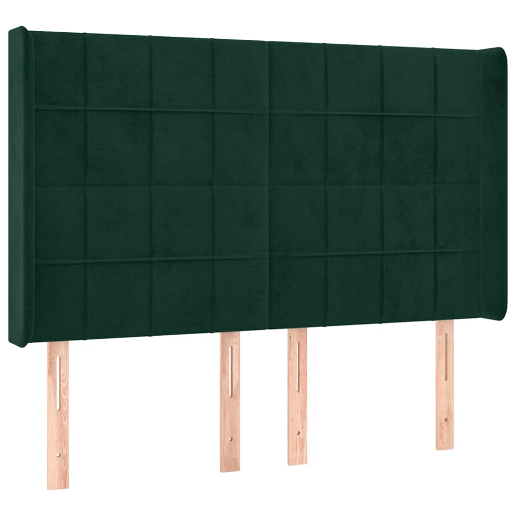 vidaXL Łóżko kontynentalne z materacem i LED zielony aksamit 140x190cm
