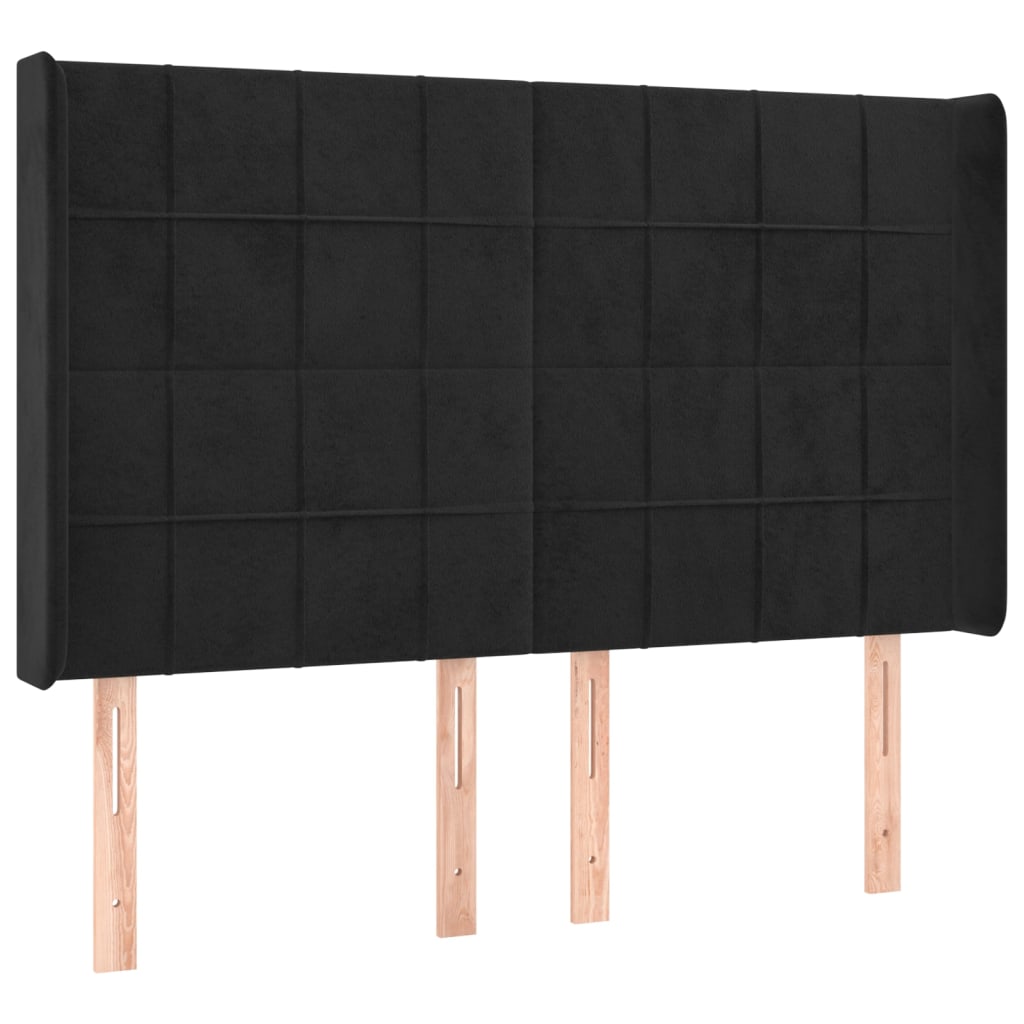 vidaXL Łóżko kontynentalne z materacem i LED, czarny aksamit 140x200cm