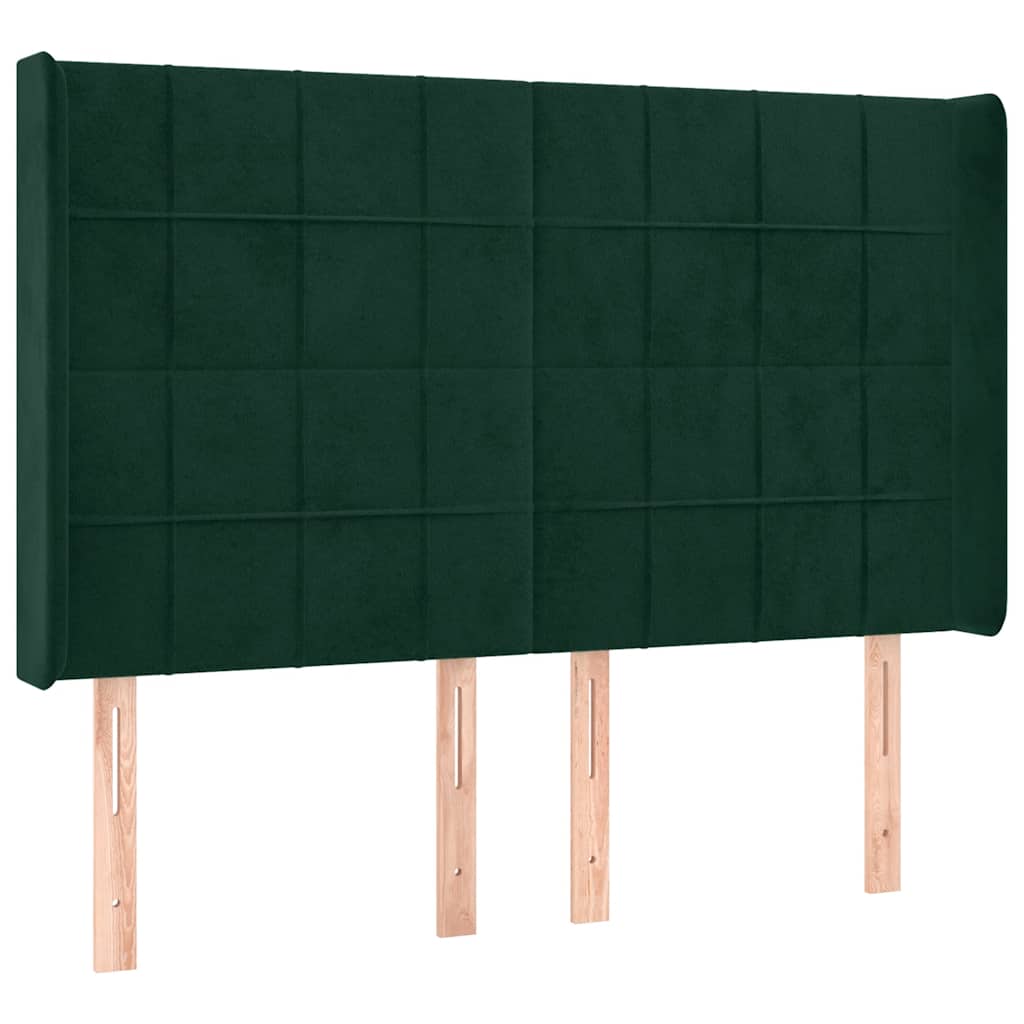 vidaXL Łóżko kontynentalne z materacem i LED zielony aksamit 140x200cm
