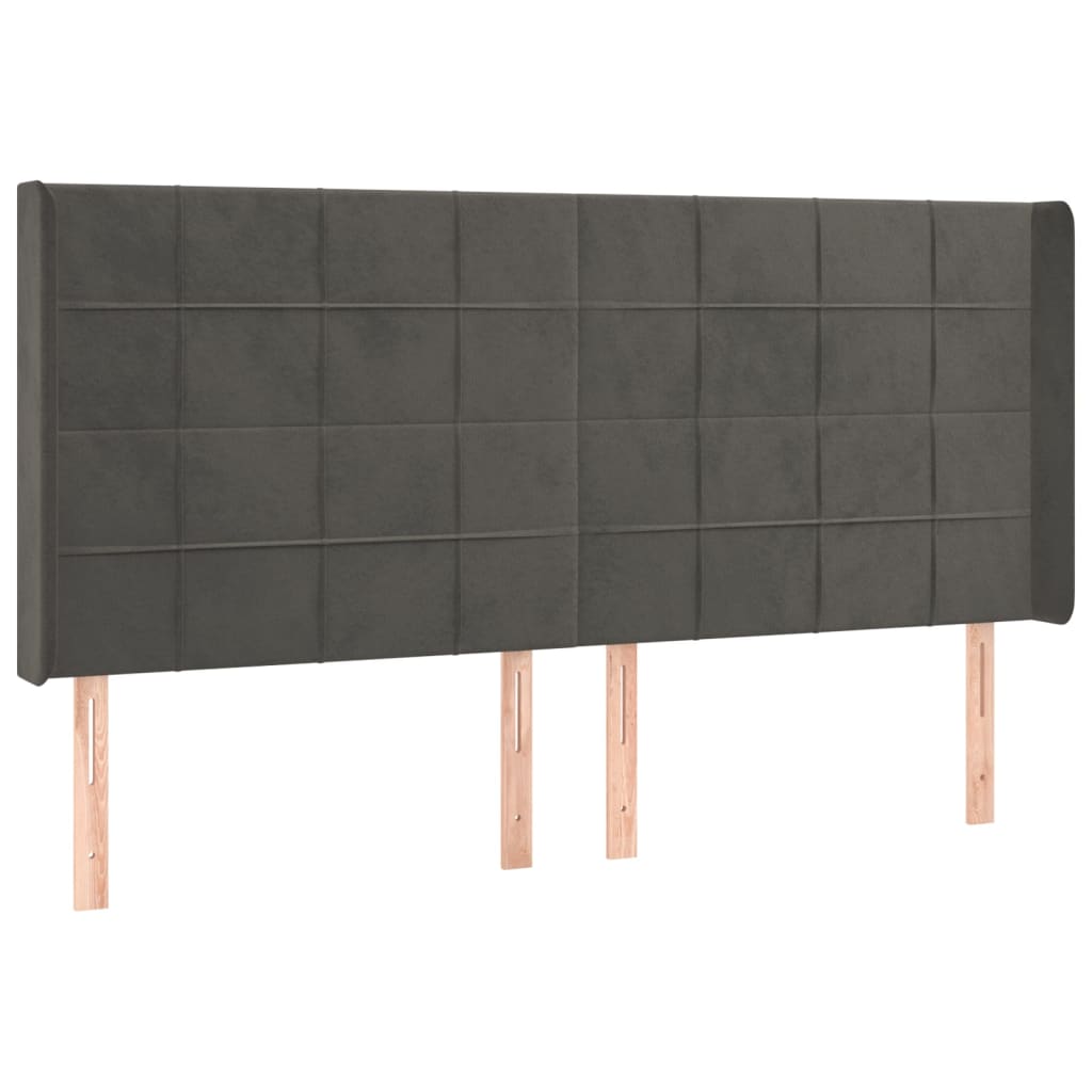 vidaXL Łóżko kontynentalne z materacem i LED, szary aksamit, 160x200cm