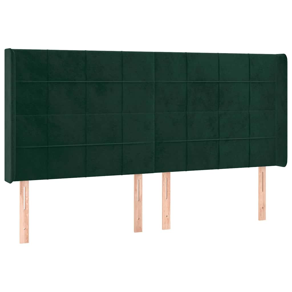 vidaXL Łóżko kontynentalne z materacem i LED zielony aksamit 160x200cm