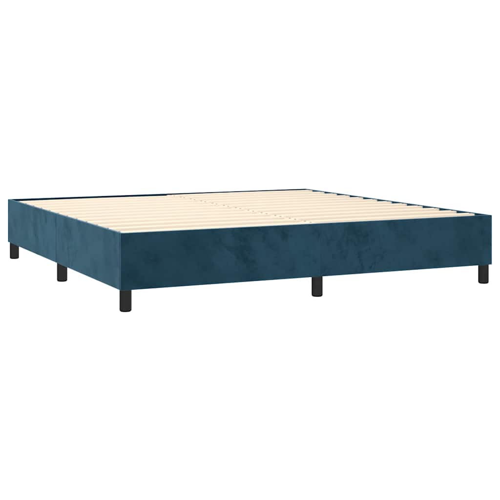 vidaXL Łóżko kontynentalne, materac i LED, niebieski aksamit 200x200cm