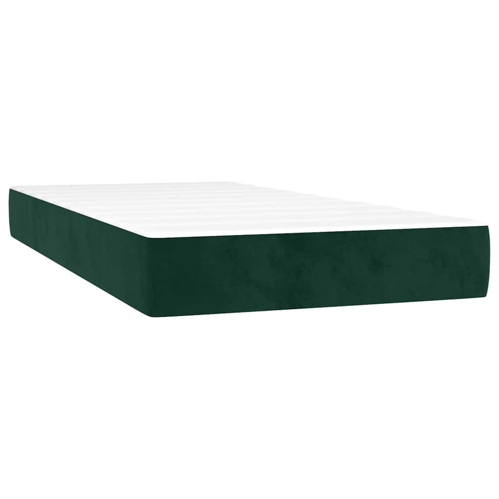 vidaXL Łóżko kontynentalne z materacem i LED zielony aksamit 80x200 cm