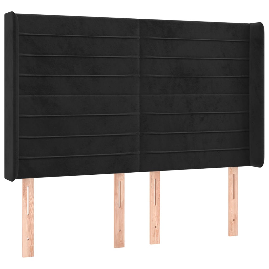 vidaXL Łóżko kontynentalne z materacem i LED, czarny aksamit 140x190cm