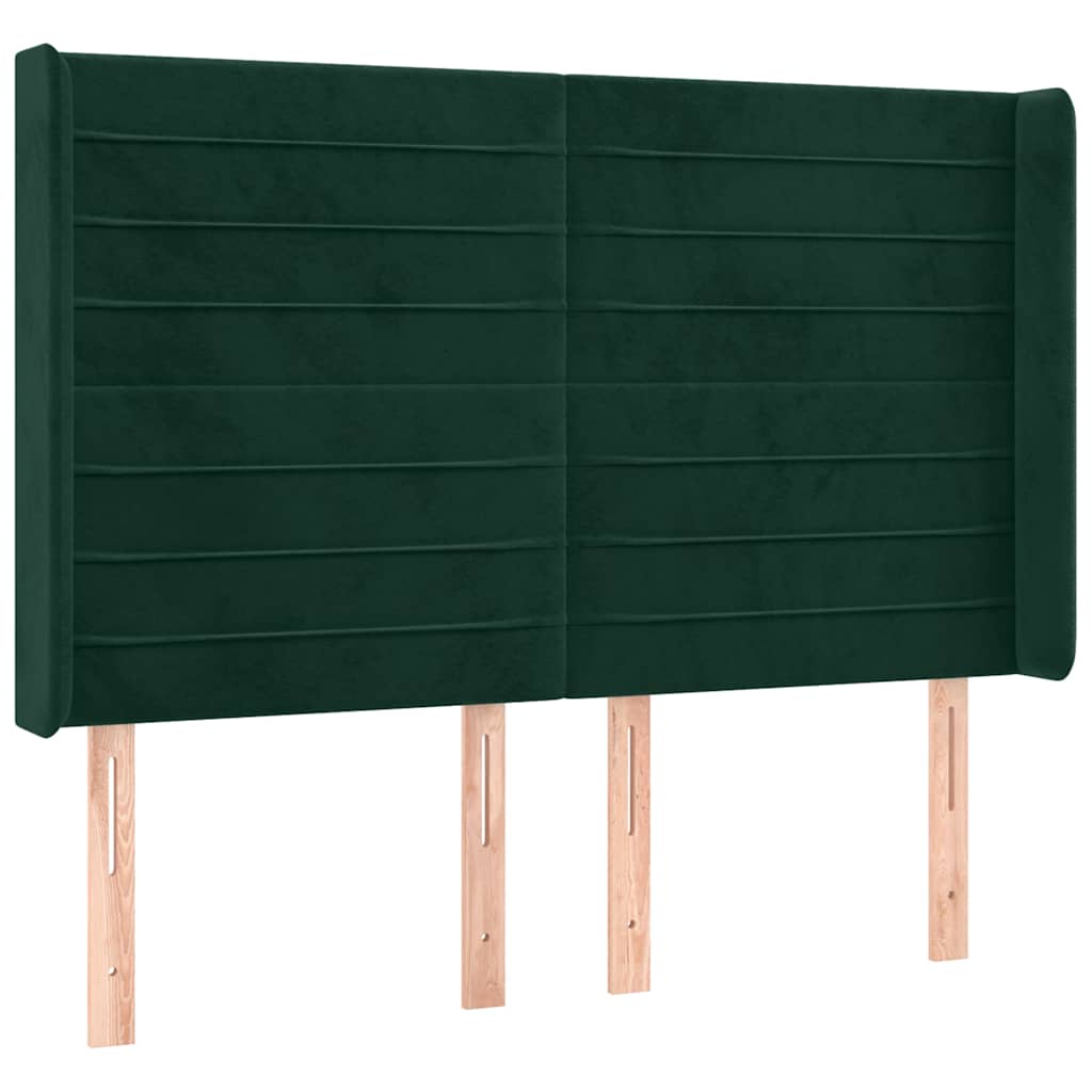 vidaXL Łóżko kontynentalne z materacem i LED zielony aksamit 140x190cm