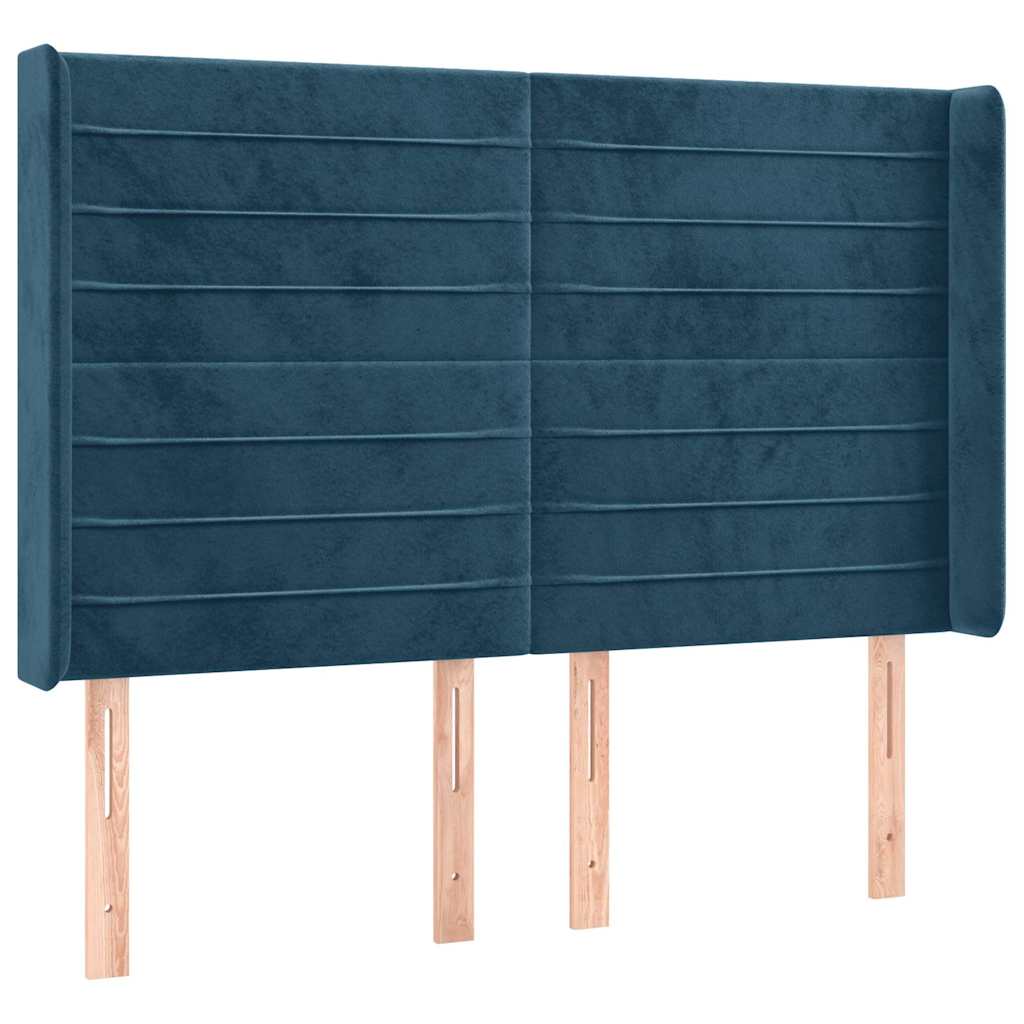 vidaXL Łóżko kontynentalne, materac i LED, niebieski aksamit 140x190cm