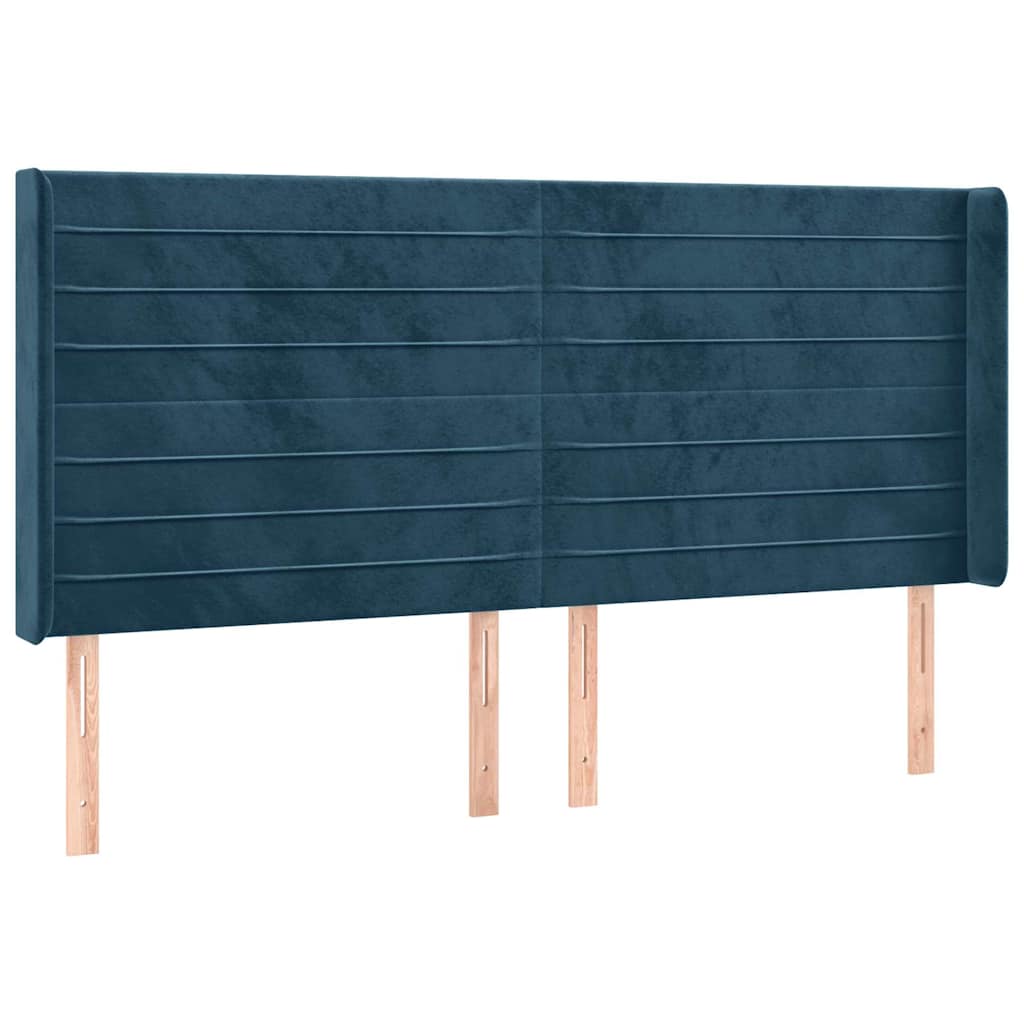vidaXL Łóżko kontynentalne, materac i LED, niebieski aksamit 160x200cm