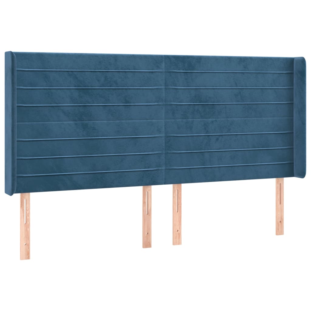 vidaXL Łóżko kontynentalne, materac i LED, niebieski aksamit 200x200cm