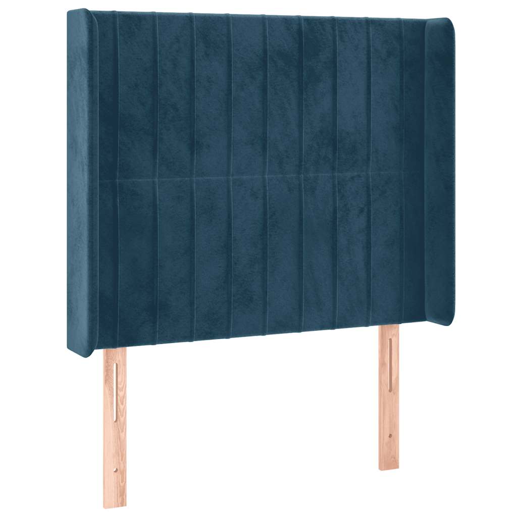 vidaXL Łóżko kontynentalne, materac i LED, niebieski aksamit 80x200 cm