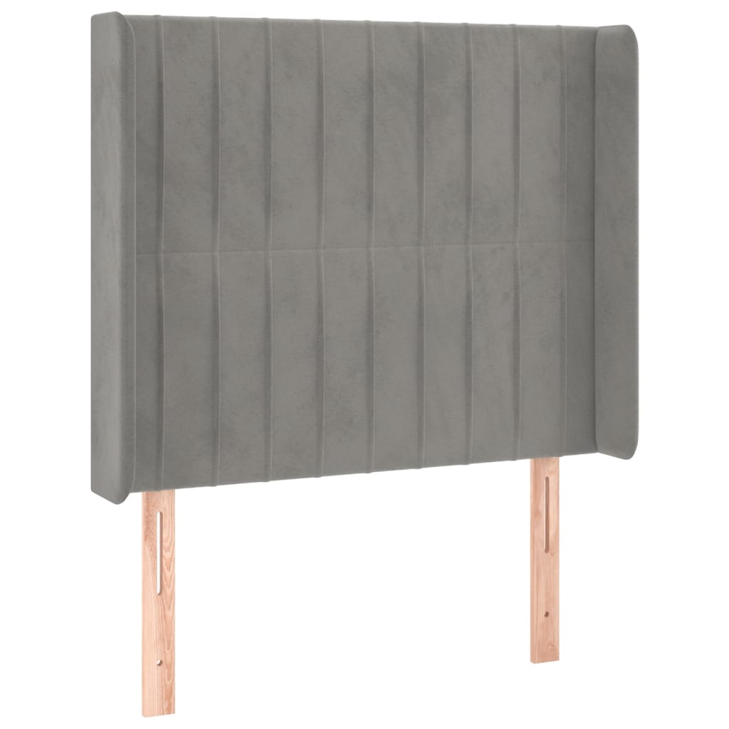 vidaXL Łóżko kontynentalne z materacem i LED, szare 90x190 cm, aksamit