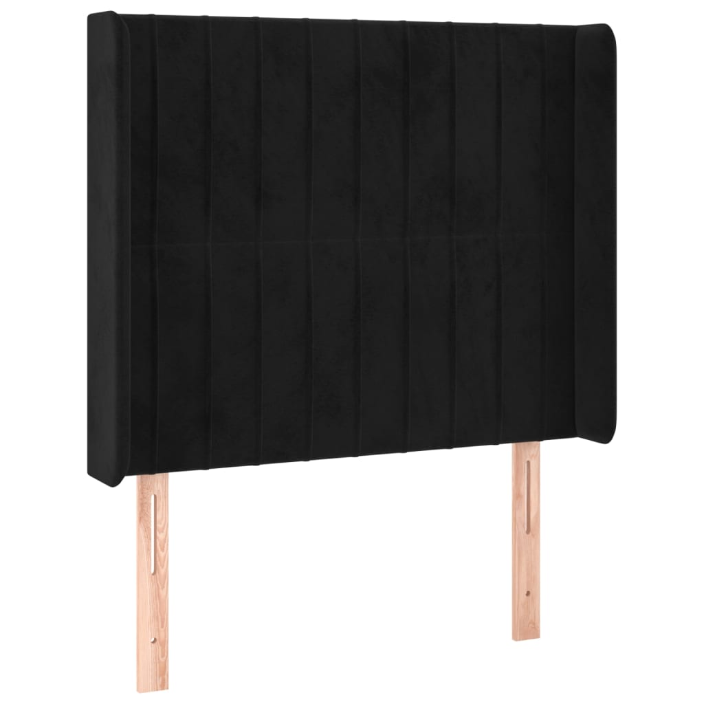 vidaXL Łóżko kontynentalne z materacem i LED, czarny aksamit 90x190 cm