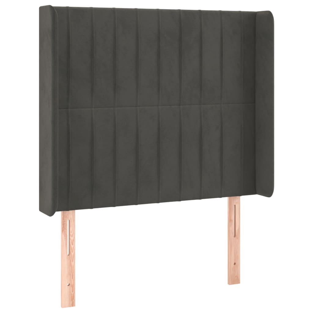 vidaXL Łóżko kontynentalne z materacem i LED, szary aksamit, 90x200 cm