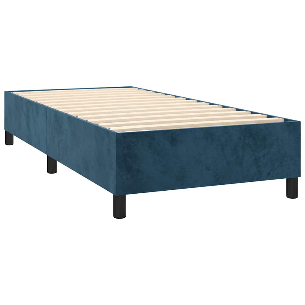 vidaXL Łóżko kontynentalne, materac i LED, niebieski aksamit 90x200 cm