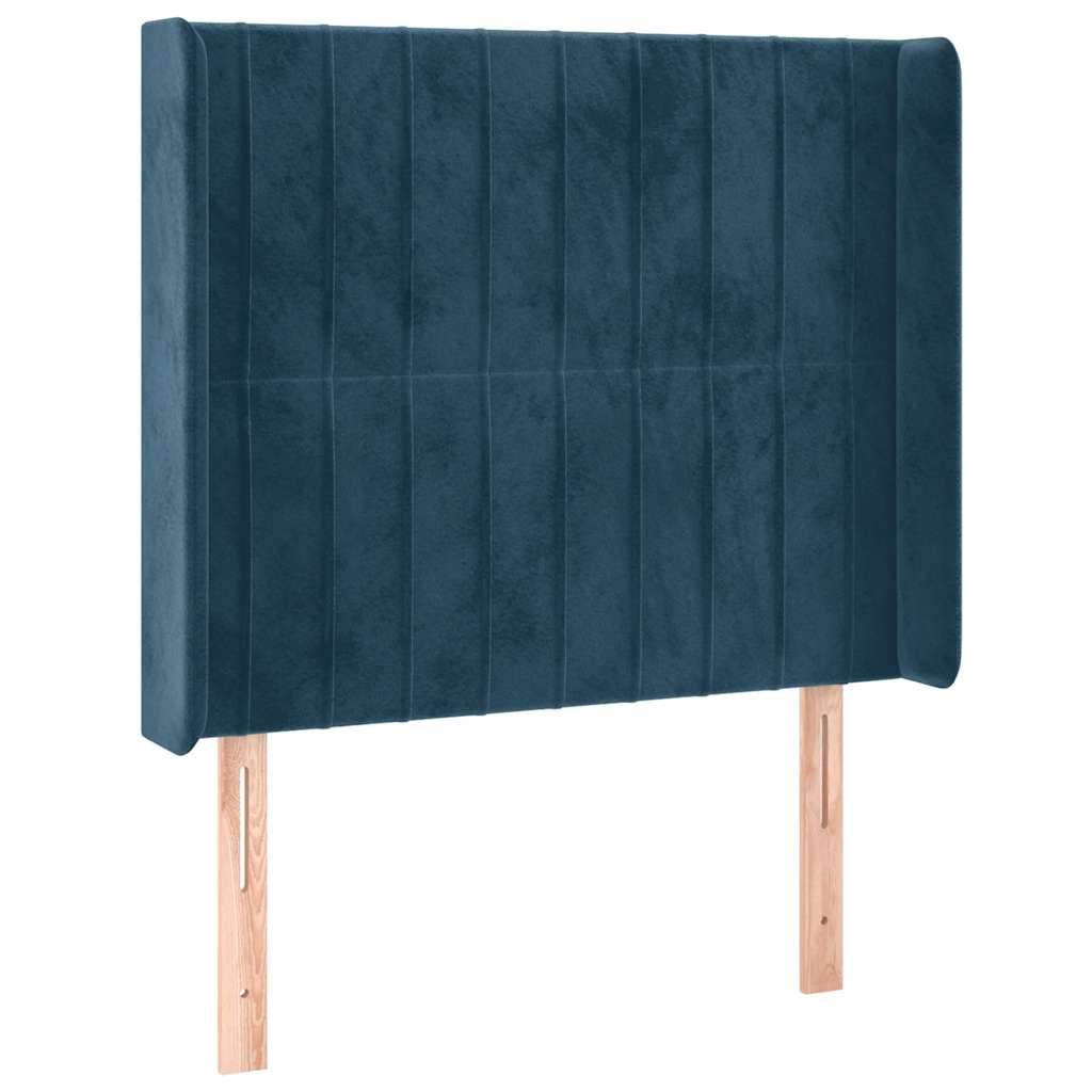 vidaXL Łóżko kontynentalne, materac i LED, niebieski aksamit 90x200 cm