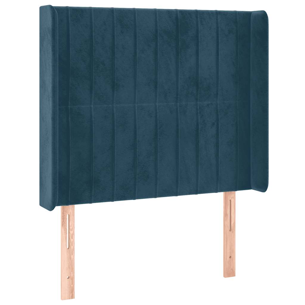 vidaXL Łóżko kontynentalne, materac i LED, niebieski aksamit 100x200cm