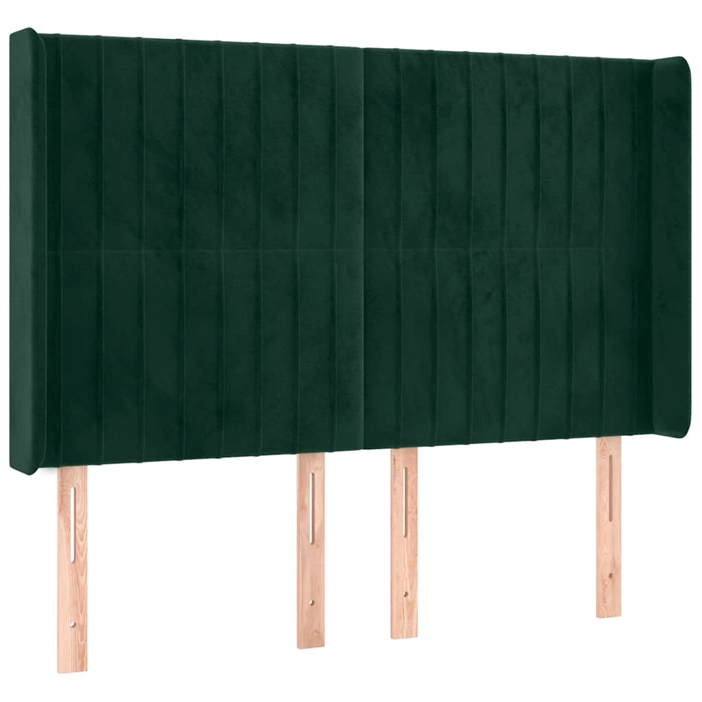 vidaXL Łóżko kontynentalne z materacem i LED zielony aksamit 140x190cm