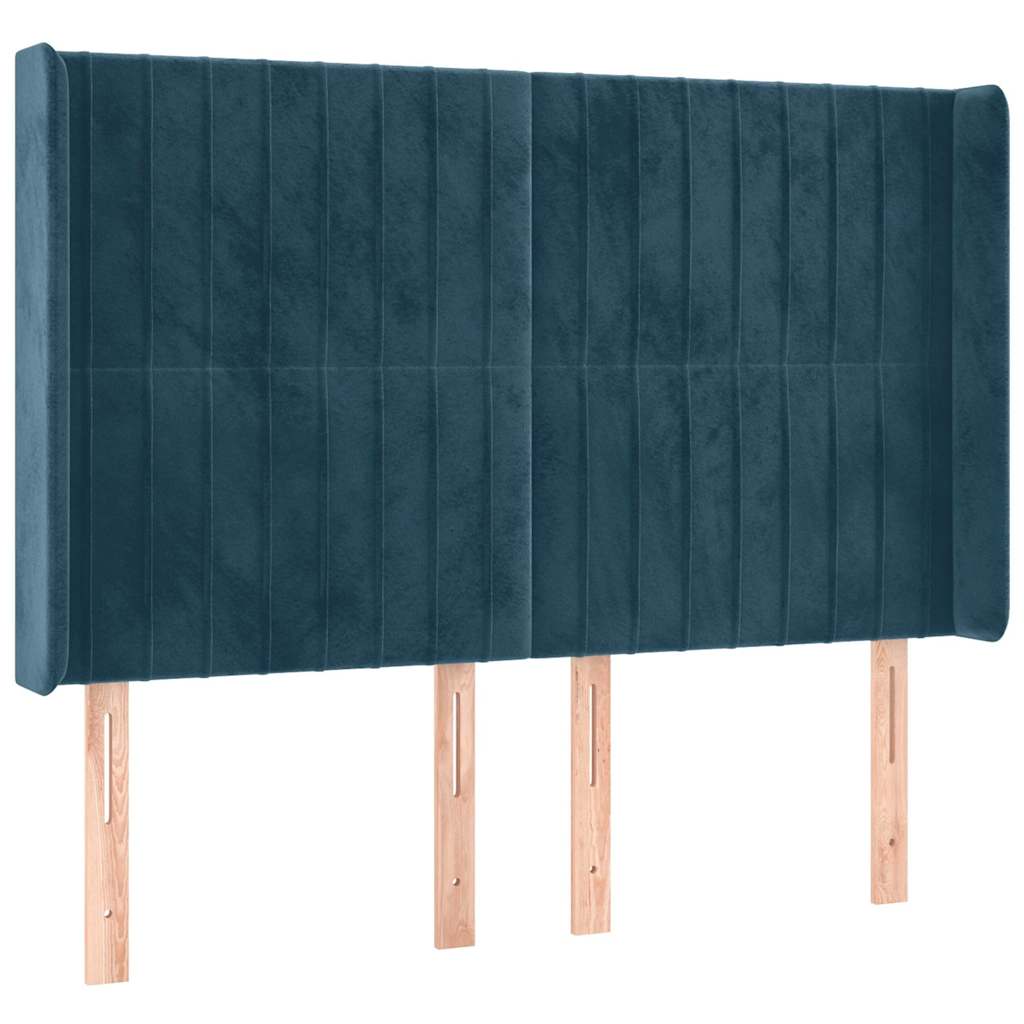 vidaXL Łóżko kontynentalne, materac i LED, niebieski aksamit 140x190cm