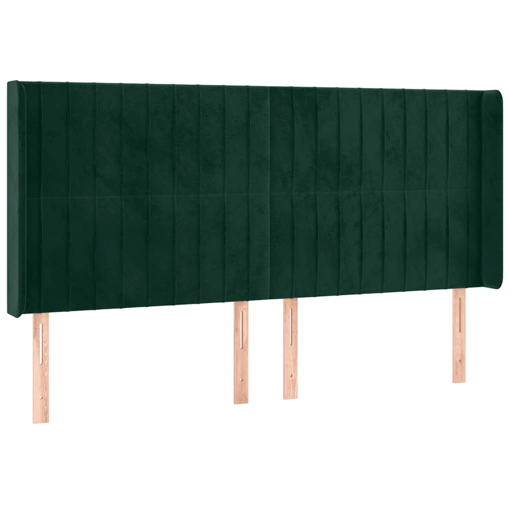 vidaXL Łóżko kontynentalne z materacem i LED zielony aksamit 160x200cm