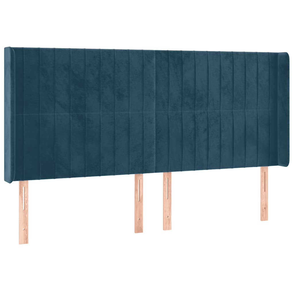 vidaXL Łóżko kontynentalne, materac i LED, niebieski aksamit 160x200cm