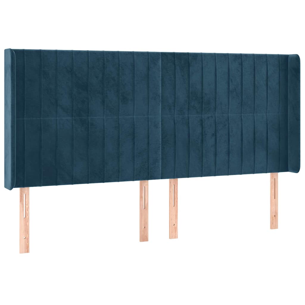vidaXL Łóżko kontynentalne, materac i LED, niebieski aksamit 180x200cm