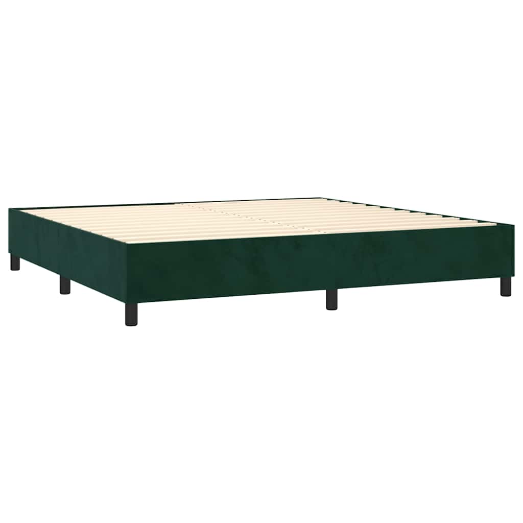 vidaXL Łóżko kontynentalne z materacem i LED zielony aksamit 200x200cm