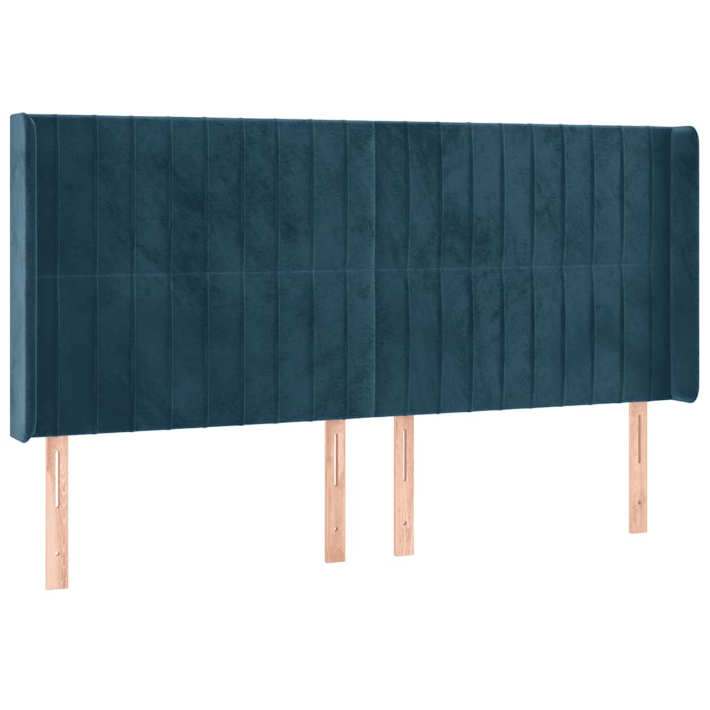 vidaXL Łóżko kontynentalne, materac i LED, niebieski aksamit 200x200cm
