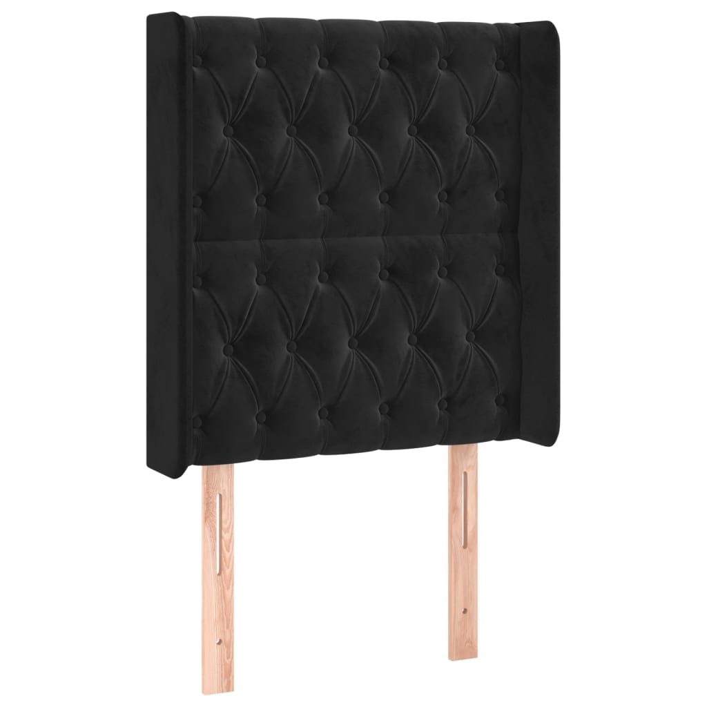 vidaXL Łóżko kontynentalne z materacem i LED, czarny aksamit 80x200 cm