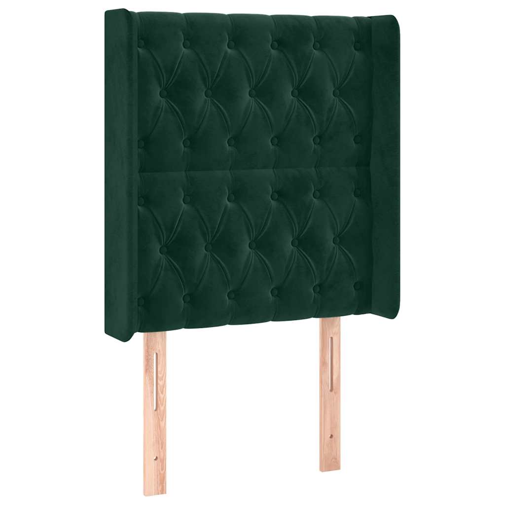 vidaXL Łóżko kontynentalne z materacem i LED zielony aksamit 80x200 cm