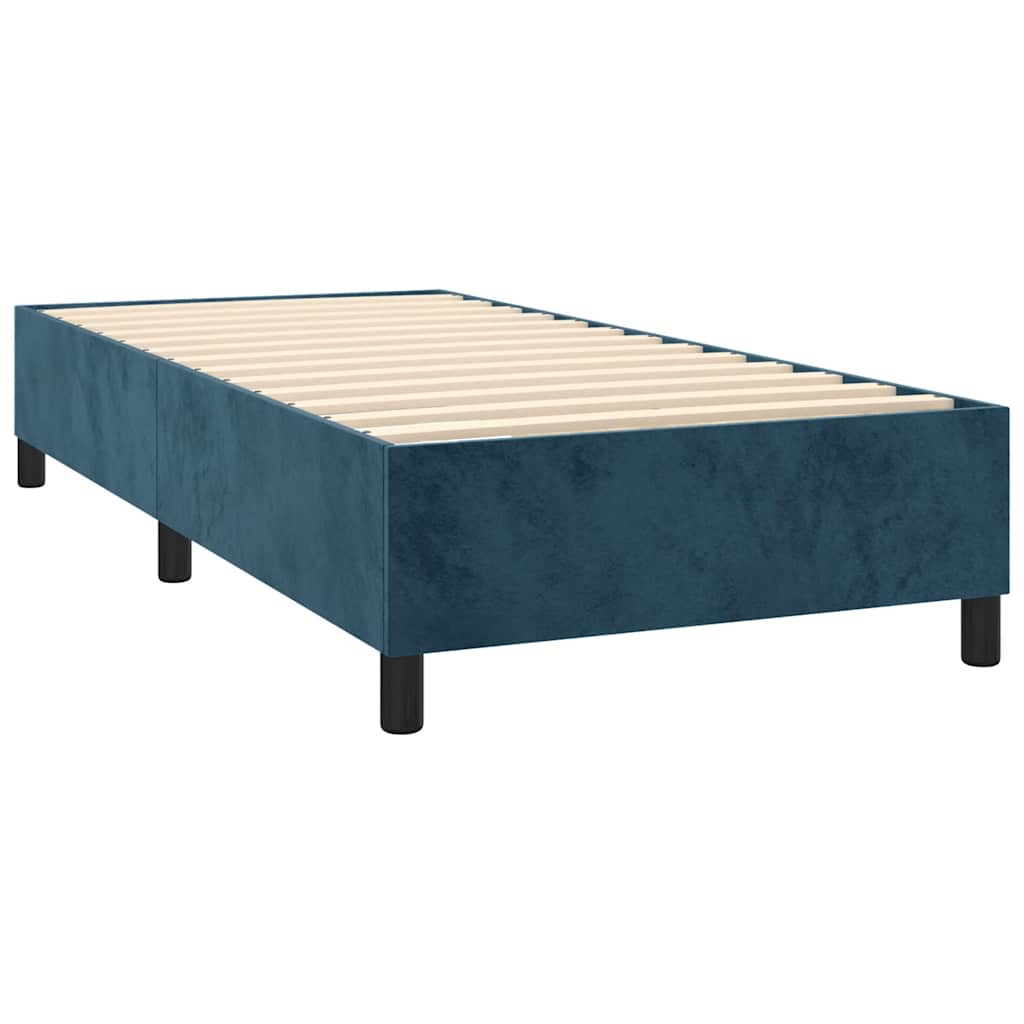vidaXL Łóżko kontynentalne, materac i LED, niebieski aksamit 90x190 cm