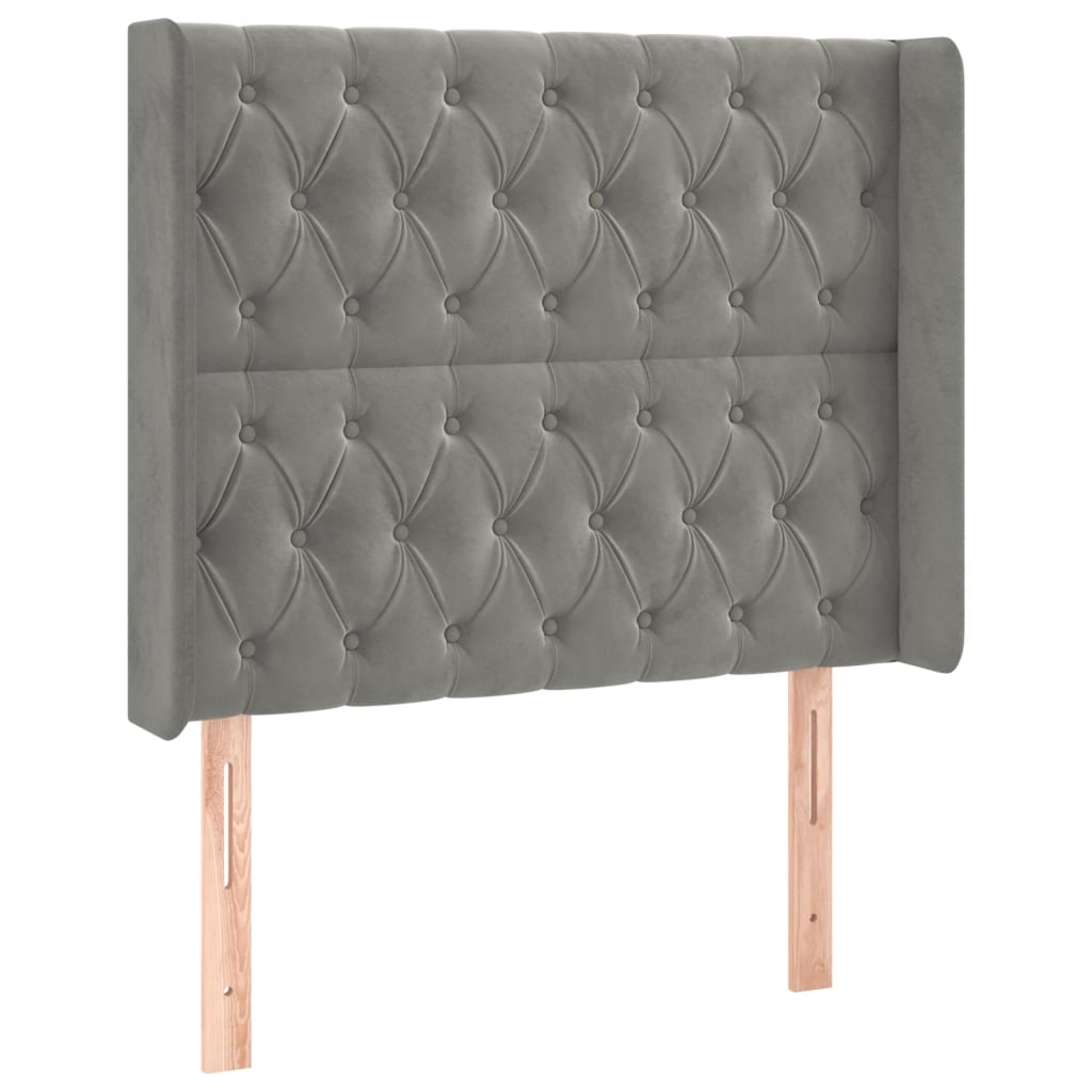 vidaXL Łóżko kontynentalne z materacem i LED, szare 90x200 cm, aksamit