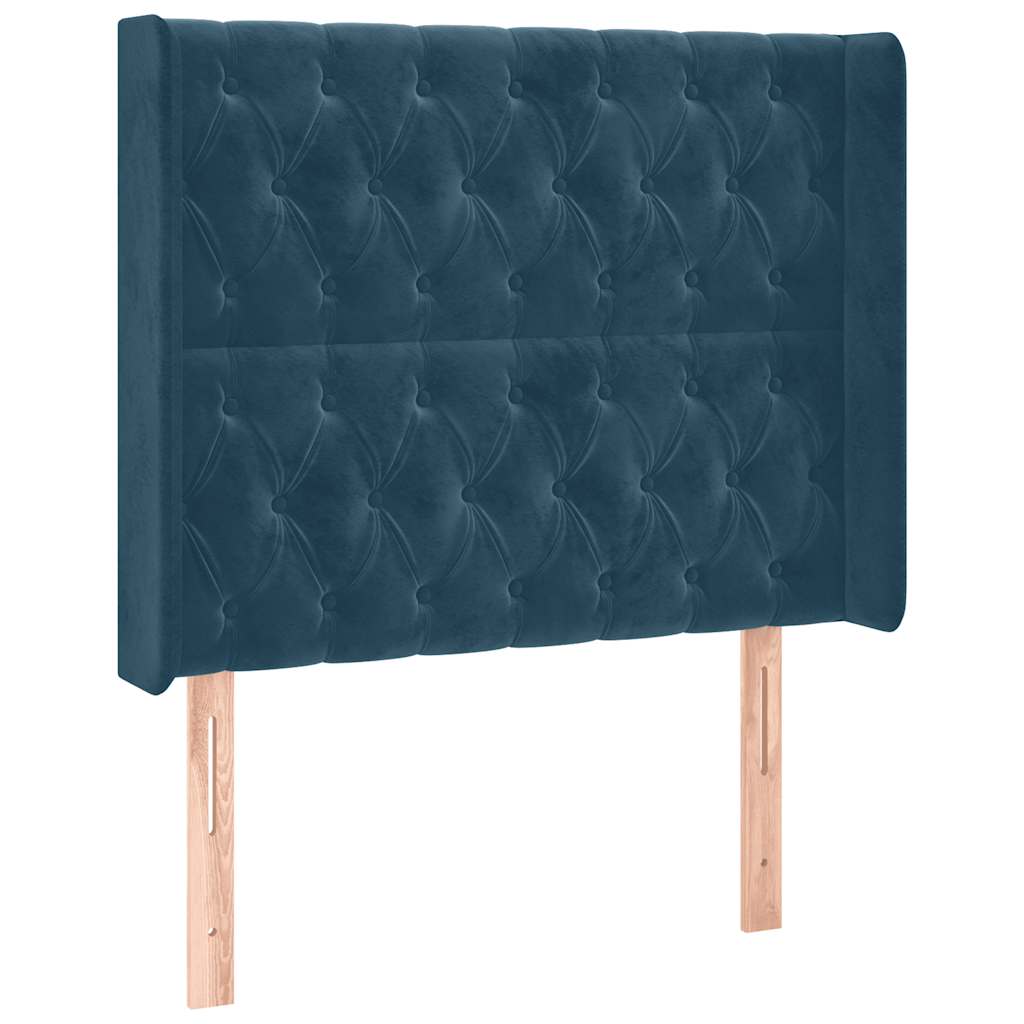 vidaXL Łóżko kontynentalne, materac i LED, niebieski aksamit 90x200 cm