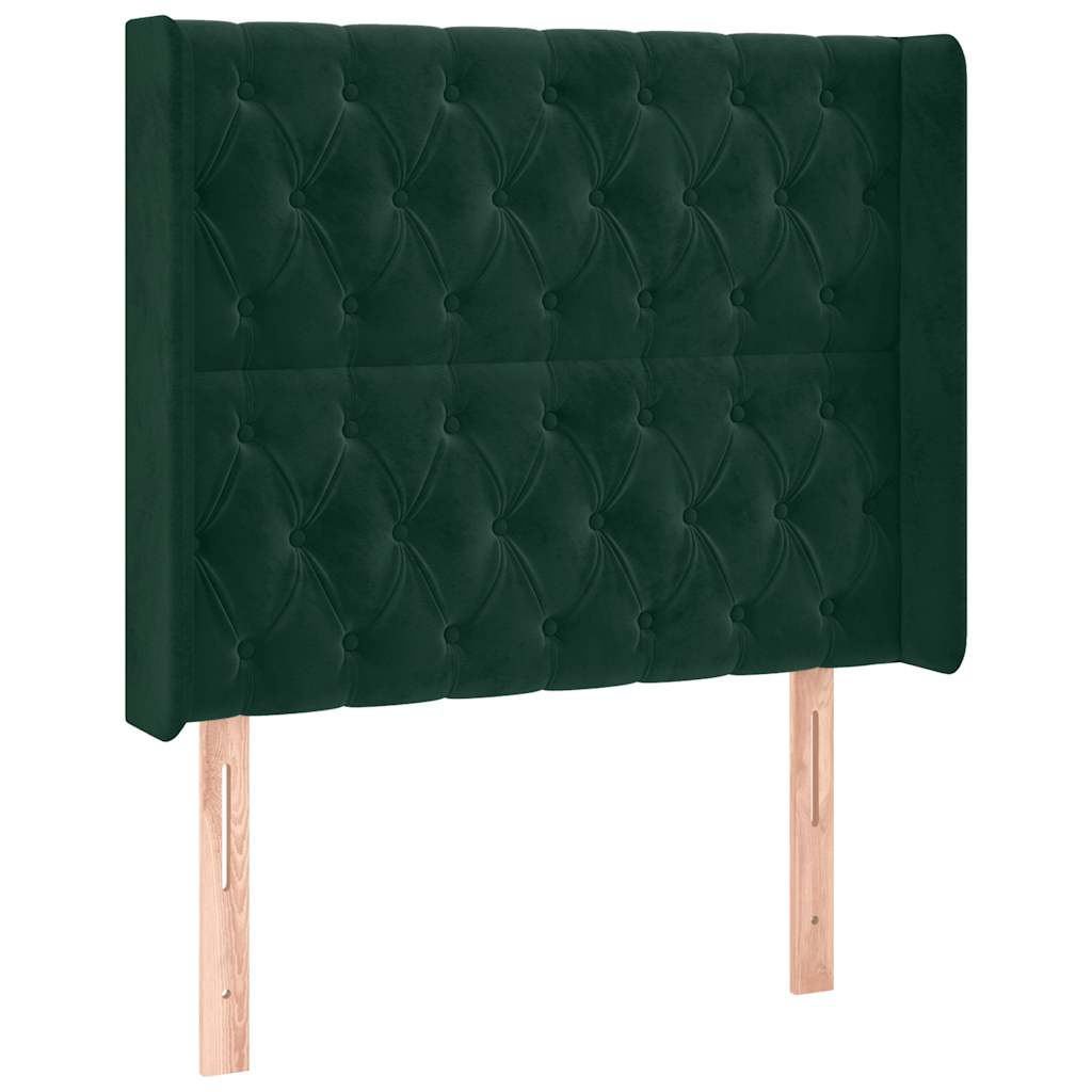 vidaXL Łóżko kontynentalne z materacem i LED zielony aksamit 100x200cm