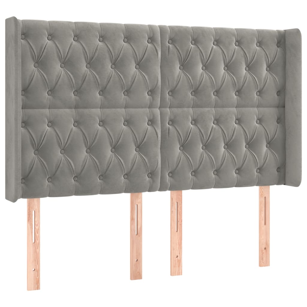 vidaXL Łóżko kontynentalne z materacem i LED, szare 140x200cm, aksamit