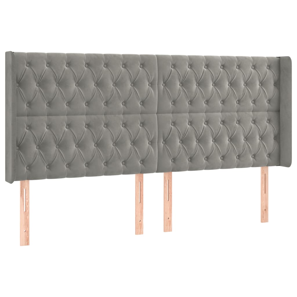 vidaXL Łóżko kontynentalne z materacem i LED, szare 180x200cm, aksamit